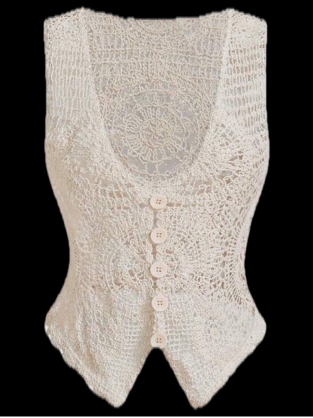 🌵🏜️Crochet Lace Button-Up Vest ~ Western Wear